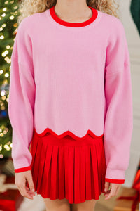 Girls: Working For You Pink Holiday Sweater