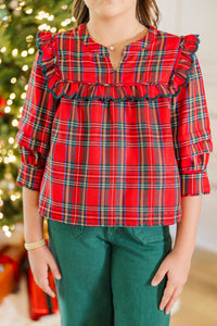 Girls: On Break Red Plaid Blouse