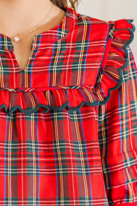 Girls: On Break Red Plaid Blouse