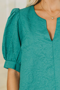 At A Glance Emerald Green Textured Blouse