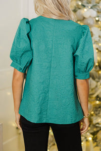 At A Glance Emerald Green Textured Blouse