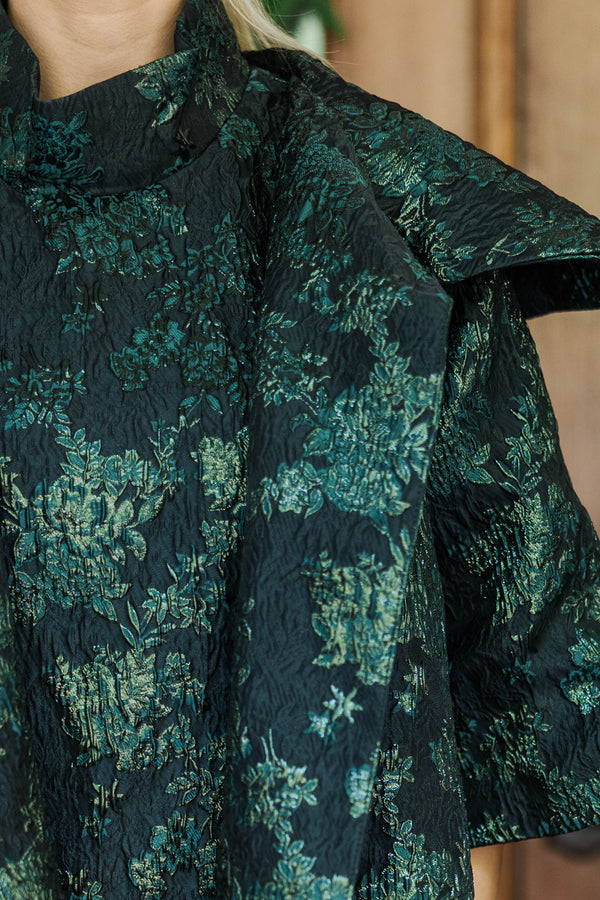 Best Days Are Here Emerald Floral Brocade Jacket