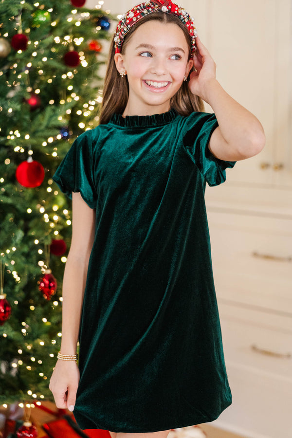 Girls: The Amanda Emerald Green Velvet Dress
