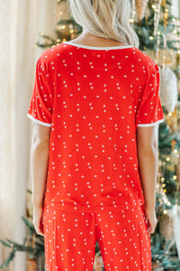 Stay Awhile Red Bow Print Bamboo Pajama Set