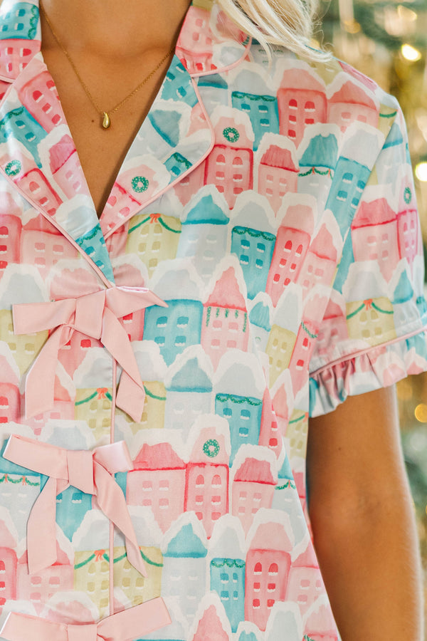 All The Comfort Pink Christmas Village Pajama Set