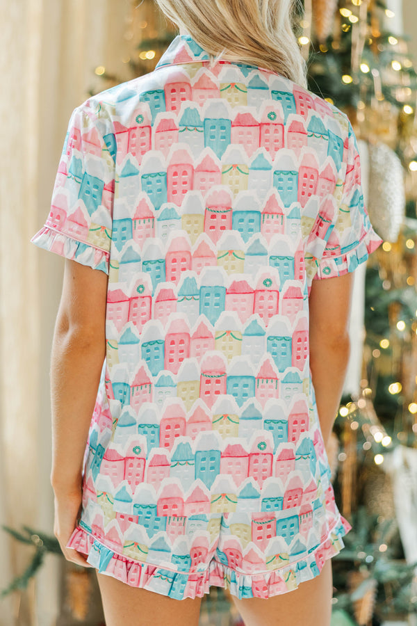 All The Comfort Pink Christmas Village Pajama Set