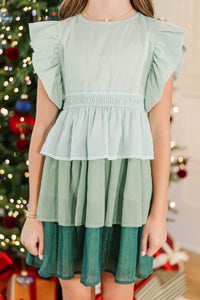 Girls: Ready For The Morning Emerald Shimmer Tulle Dress