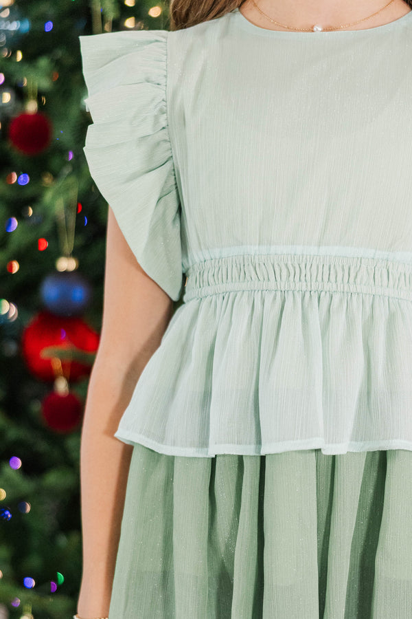 Girls: Ready For The Morning Emerald Shimmer Tulle Dress