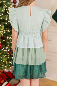 Girls: Ready For The Morning Emerald Shimmer Tulle Dress