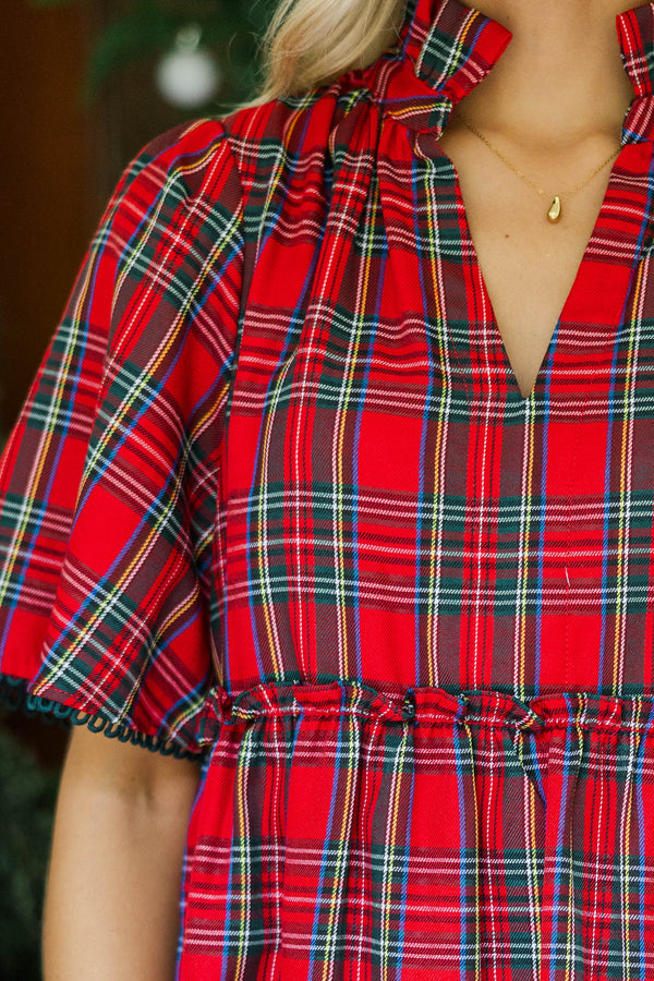 Feeling Your Best Red Tartan Plaid Dress