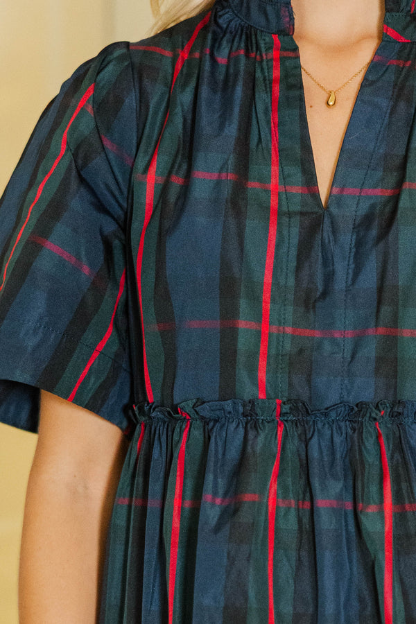 Feeling Your Best Navy Plaid Dress