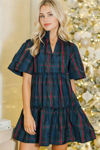 Feeling Your Best Navy Plaid Dress