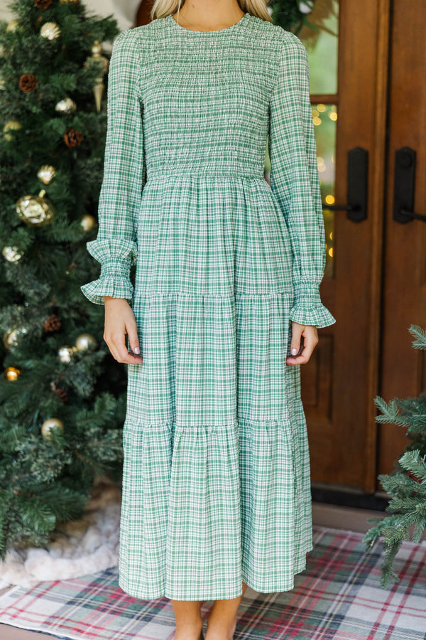 Best Day Emerald Gingham Midi Dress