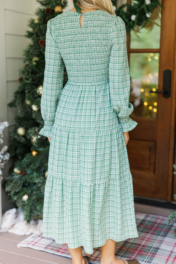 Best Day Emerald Gingham Midi Dress