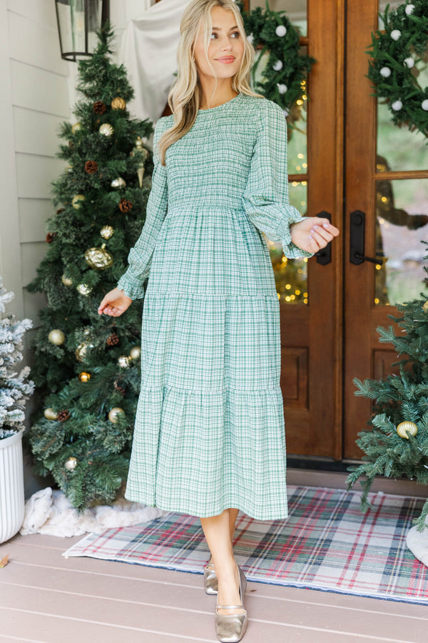 Best Day Emerald Gingham Midi Dress