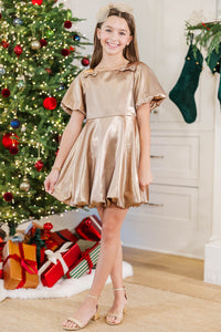 Girls: Celebration Time Gold Shimmer Bubble Dress