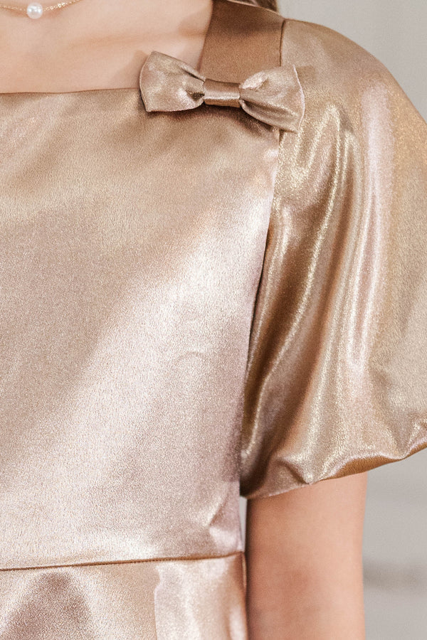 Girls: Celebration Time Gold Shimmer Bubble Dress