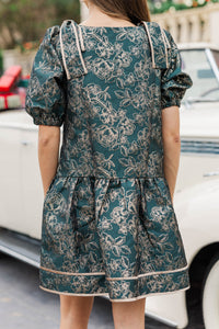 At The Sunrise Emerald Shimmer Brocade Dress