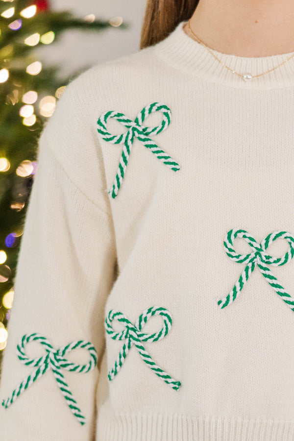 Girls: The Laura Cream Bow Sweater