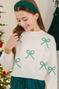 Girls: The Laura Cream Bow Sweater