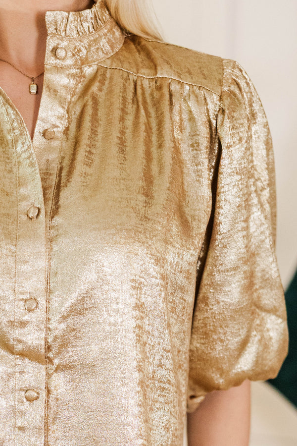 On the Bright Side Gold Shimmer Dress
