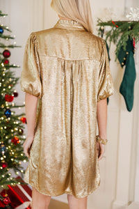 On the Bright Side Gold Shimmer Dress