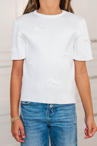 Girls: Warm Wishes Cream Bow Sweater