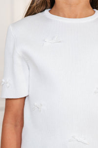 Girls: Warm Wishes Cream Bow Sweater