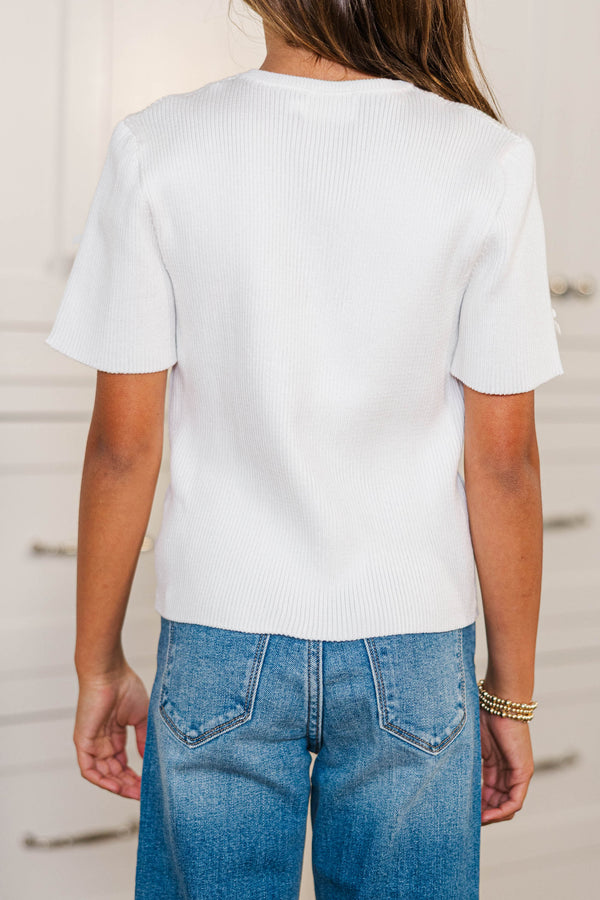 Girls: Warm Wishes Cream Bow Sweater