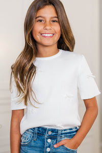 Girls: Warm Wishes Cream Bow Sweater