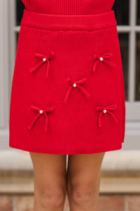 Girls: Knotted Neatly Red Bow Skort