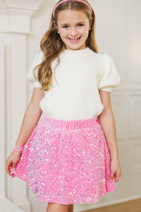 Girls: The Whitney Pink Sequin Skort