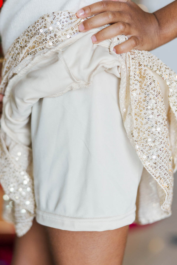 Girls: The Tatum Gold Sequin Skort