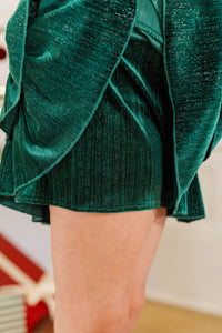 Girls: Take The Leap Emerald Velvet Skort