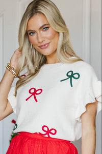 Jessica Cream Bow Sweater