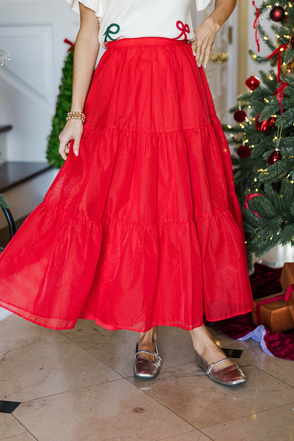 More Good Days Red Textured Skirt