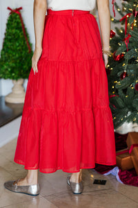 More Good Days Red Textured Skirt