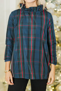 This Is It Navy Plaid Blouse