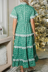 Hear You Out Emerald Toile Midi Dress