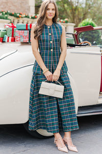 Endless Bliss Green Plaid Midi Skirt