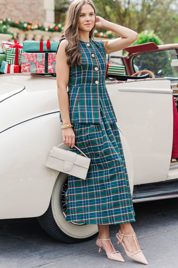 Capture the Moment Green Plaid Vest