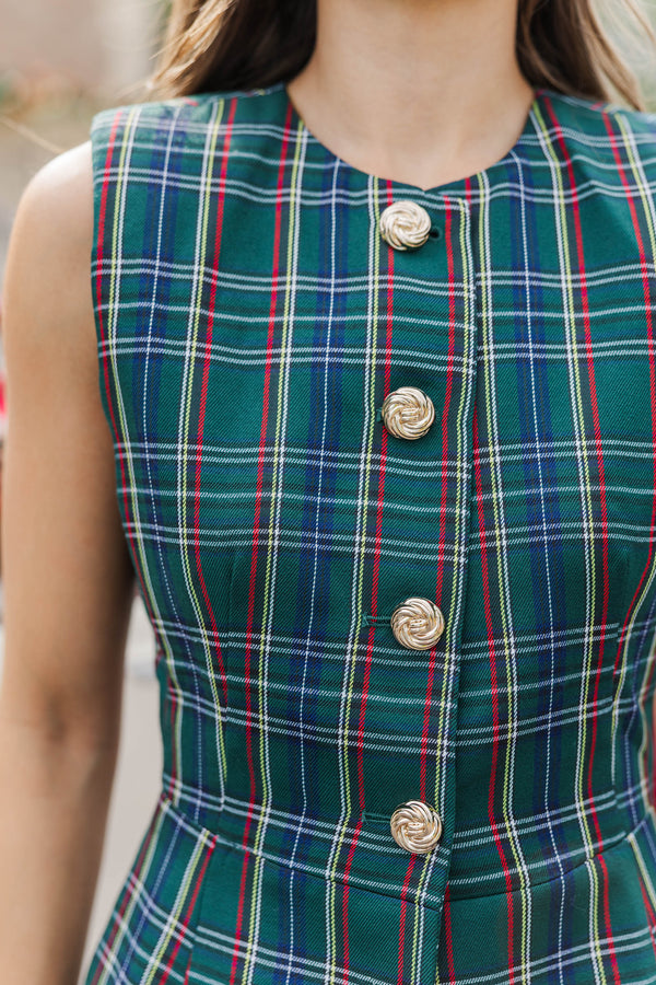 Capture the Moment Green Plaid Vest