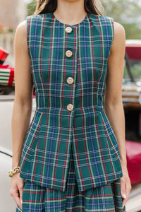 Capture the Moment Green Plaid Vest