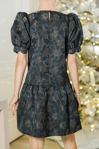 All The World Black Brocade Dress