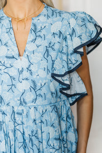 NURSING COLLECTION: Closer Than Ever Light Blue Toile Dress