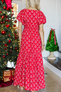 NURSING COLLECTION: Falling In Love Red Medallion Maxi Dress