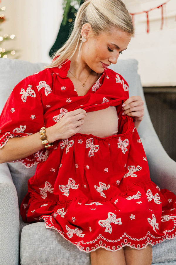 NURSING COLLECTION: Feeling Your Best Red Babydoll Dress