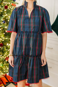 NURSING COLLECTION: Feeling Your Best Navy Plaid Dress