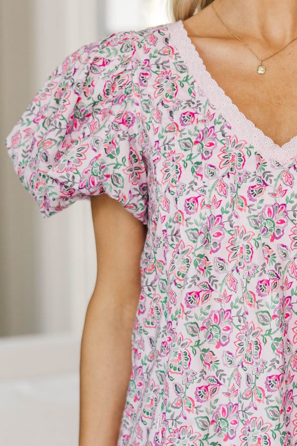 NURSING COLLECTION: Tell Your Story Pink Chintz Dress