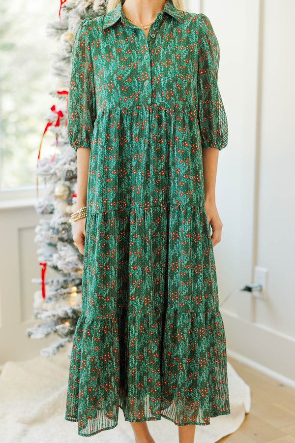 NURSING COLLECTION: Love Found Green Tiered Midi Dress